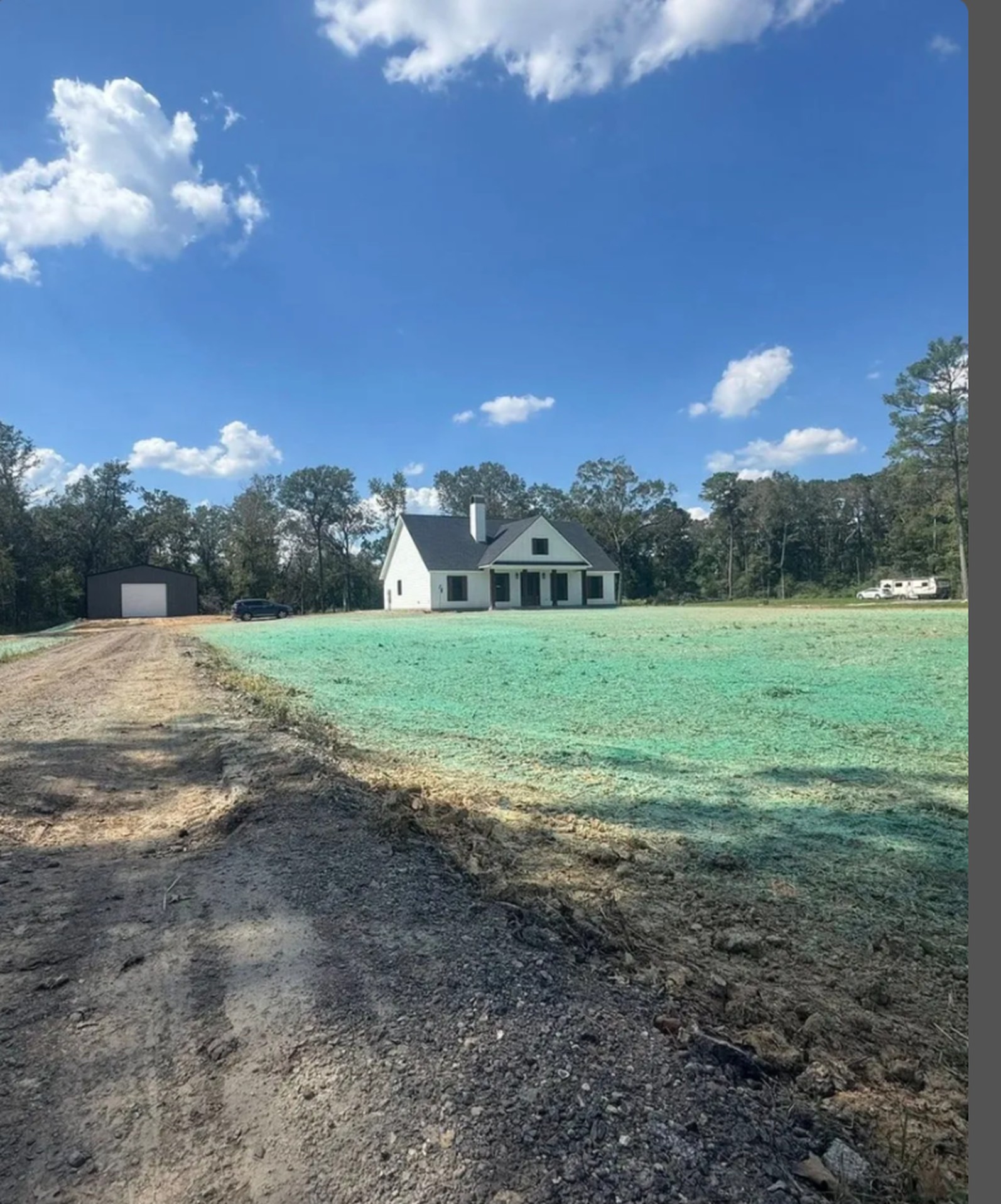 Hydroseeding around a residential property