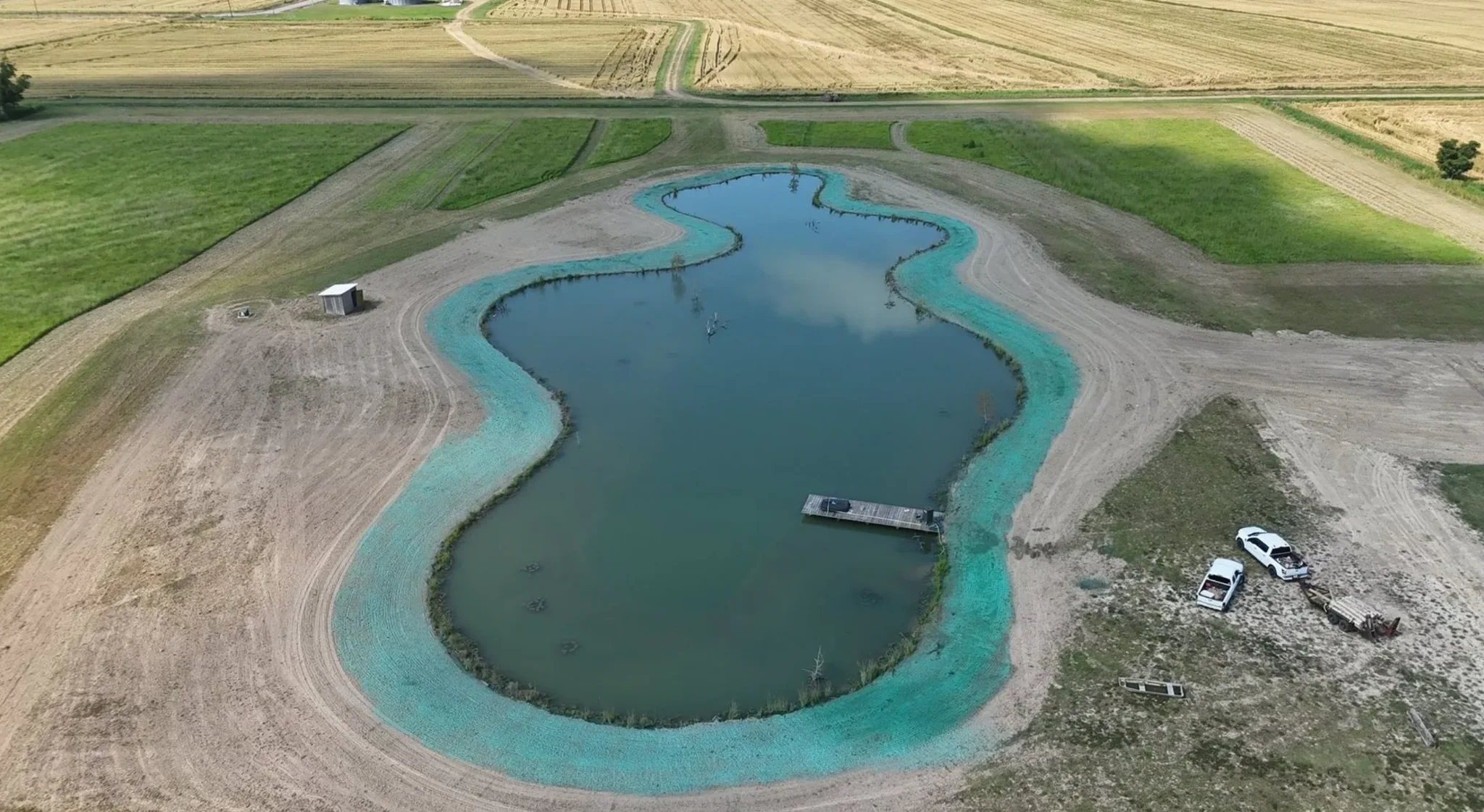 Hydroseeding around a pond